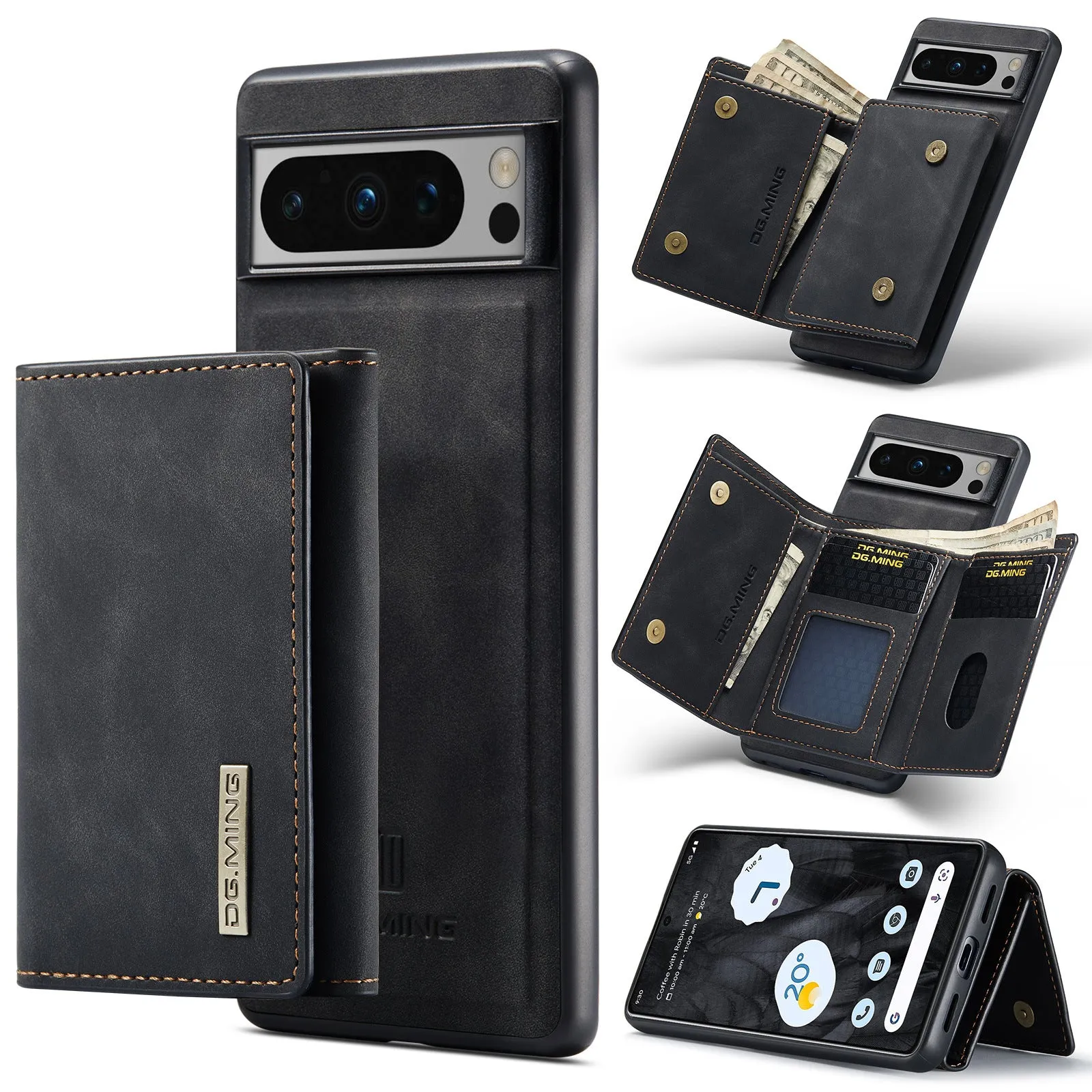 2 in 1 Detachable Card Holder Magnetic Leather Phone Case With Wallet Kickstand For Google Pixel 8 7