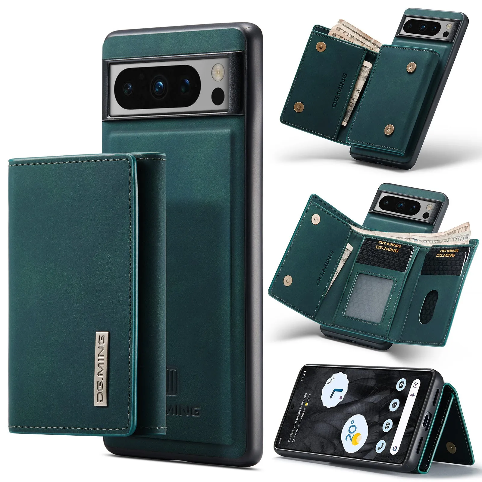 2 in 1 Detachable Card Holder Magnetic Leather Phone Case With Wallet Kickstand For Google Pixel 8 7