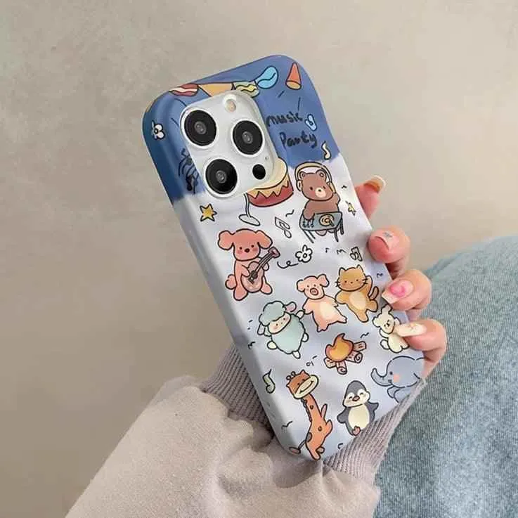 3D Wavy Cartoon Animal Pattern - Cute Phone Cases For iPhone 15 Pro Max, 14, 13, 11, or 12