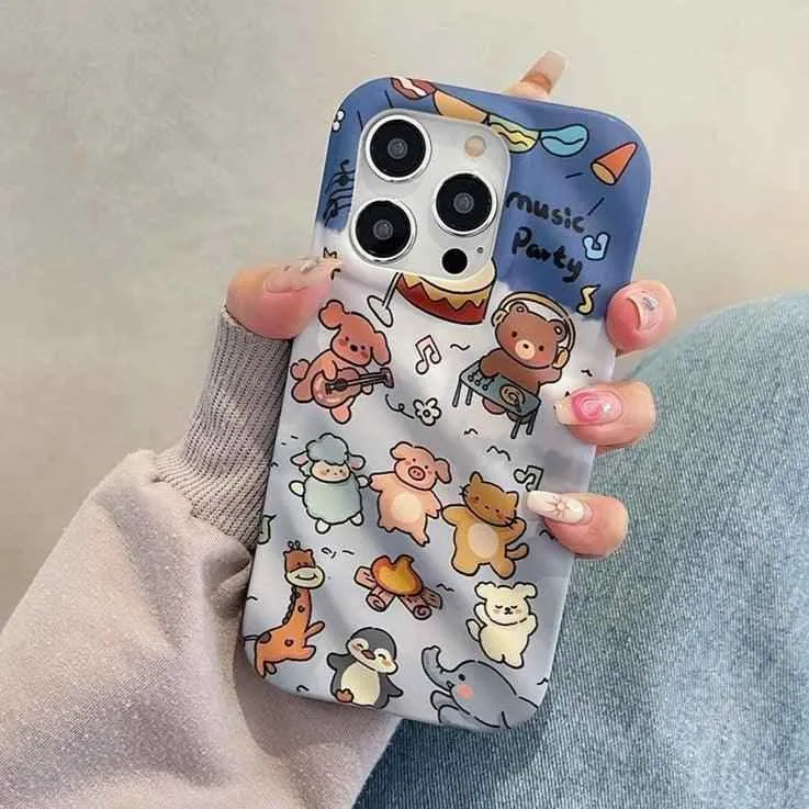 3D Wavy Cartoon Animal Pattern - Cute Phone Cases For iPhone 15 Pro Max, 14, 13, 11, or 12