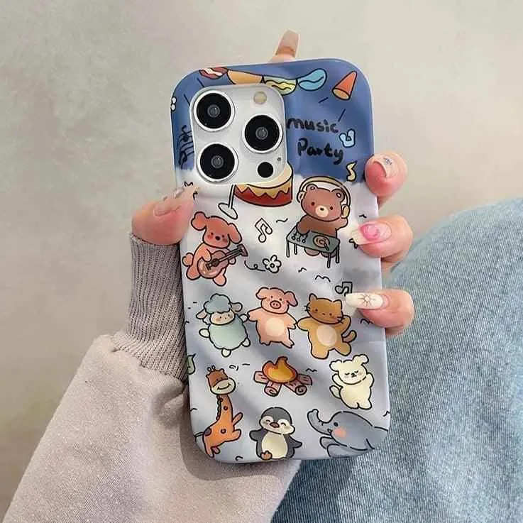 3D Wavy Cartoon Animal Pattern - Cute Phone Cases For iPhone 15 Pro Max, 14, 13, 11, or 12