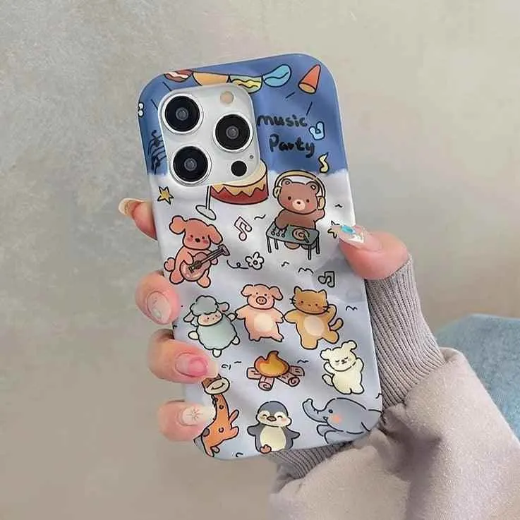 3D Wavy Cartoon Animal Pattern - Cute Phone Cases For iPhone 15 Pro Max, 14, 13, 11, or 12