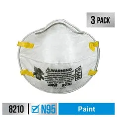 3M™ Performance Paint Prep Respirator N95 Particulate, 8210P3-DC, 3
eaches/pack, 12 packs/case