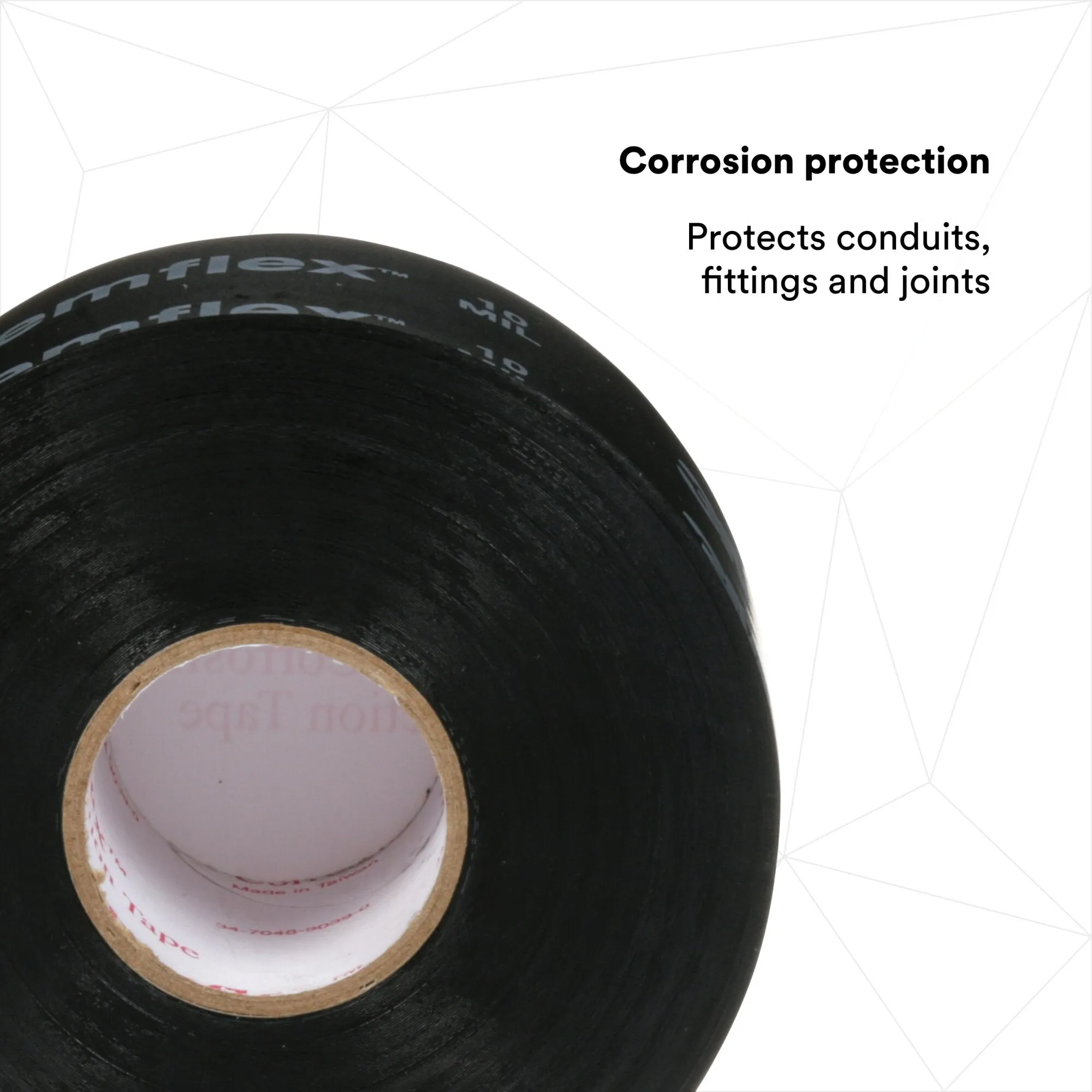 3M Temflex Vinyl Corrosion Protection Tape 1100, 2 in x 100 ft,Printed, Black