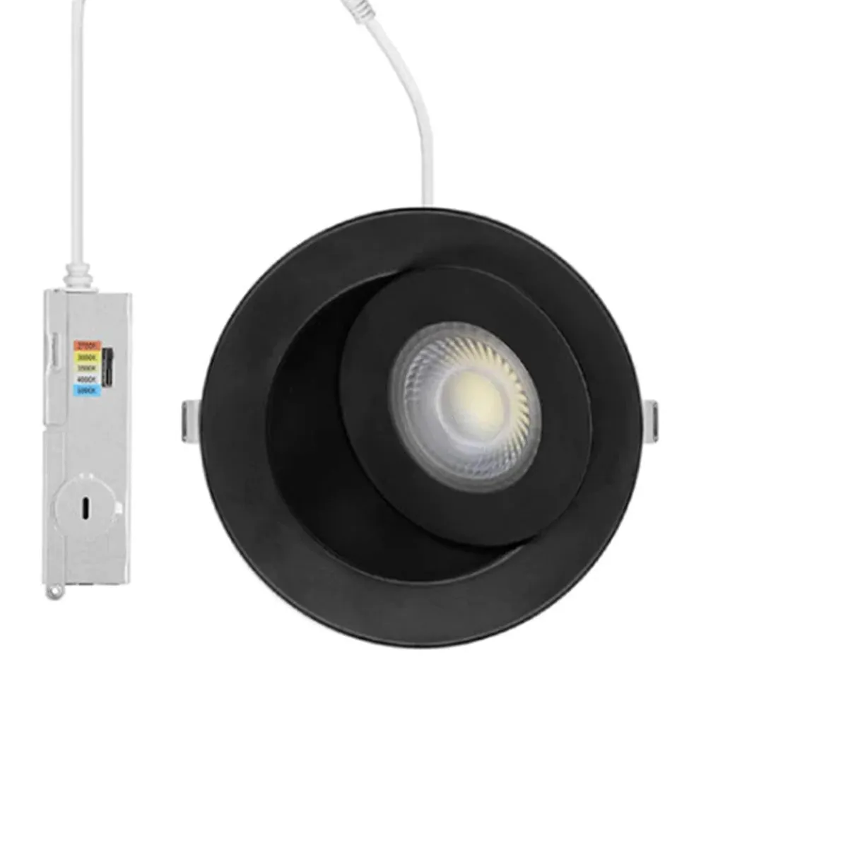 6" Gimbal Canless LED Recessed Light, 950 Lumens, Selectable 2700K to 5000K, Black Finish