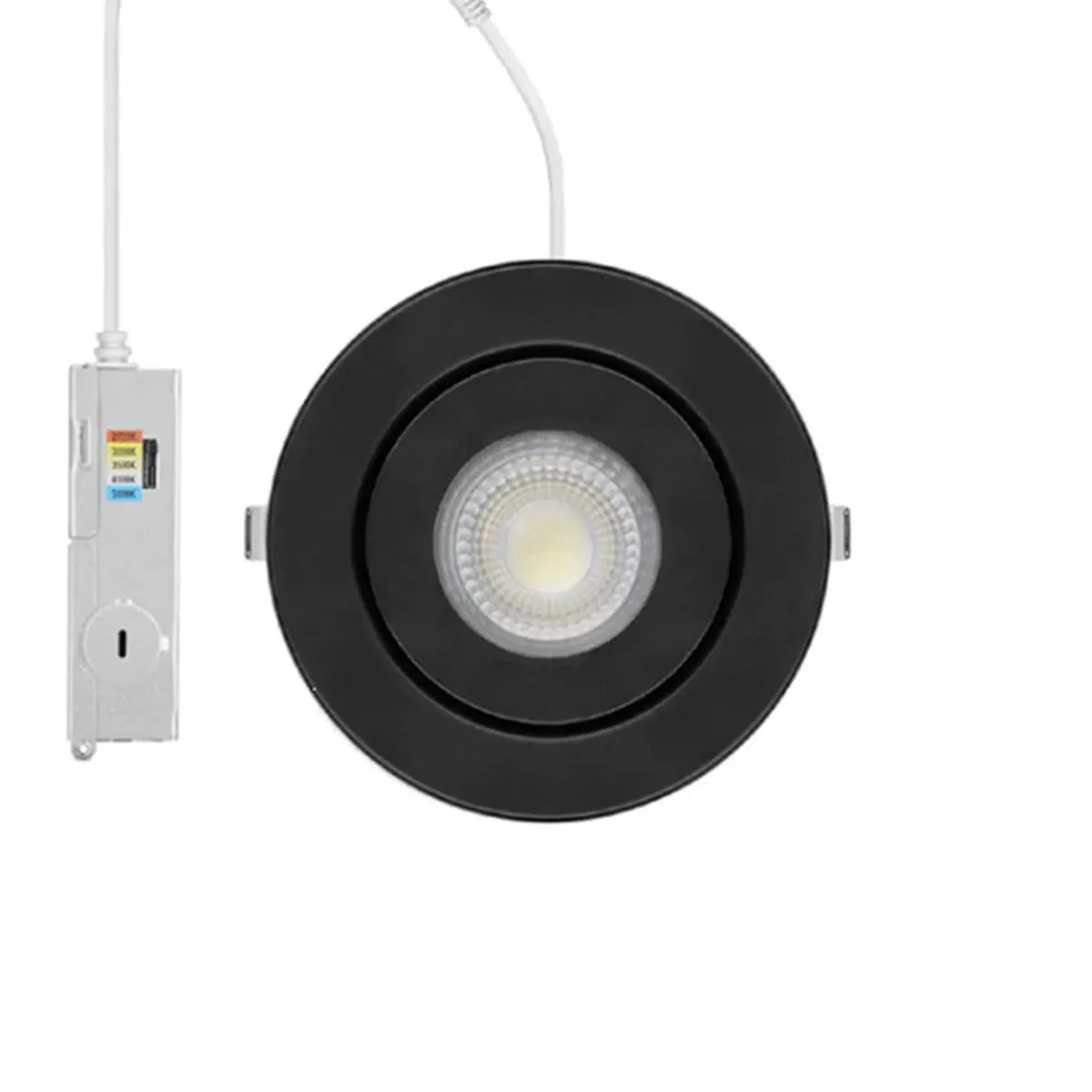 6" Gimbal Canless LED Recessed Light, 950 Lumens, Selectable 2700K to 5000K, Black Finish