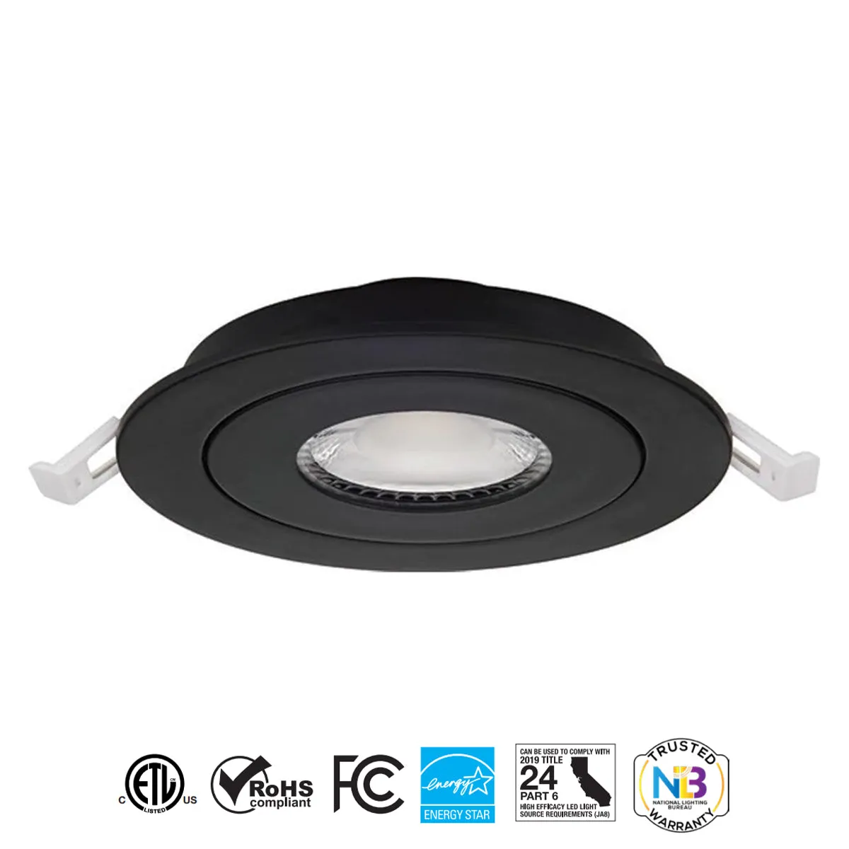 6" Gimbal Canless LED Recessed Light, 950 Lumens, Selectable 2700K to 5000K, Black Finish