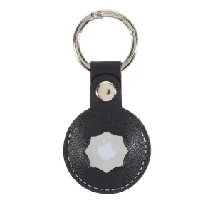 AirTags octagon design leather cover with keyring - Black