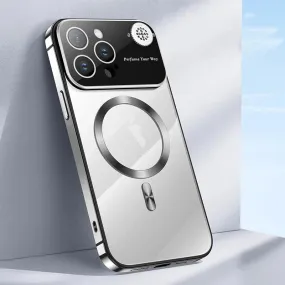 Aluminum Alloy Aromatherapy Transparent Magnetic Suction Large Window Phone Case For iPhone