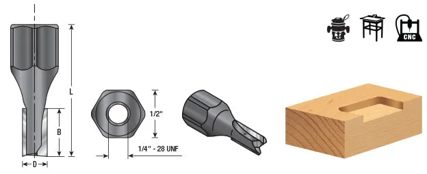 Amana Tool | Mortising Screw Cutter | Various Dia x .605 x 1⁄4 - 28 Thread | 56274 | 738685562741