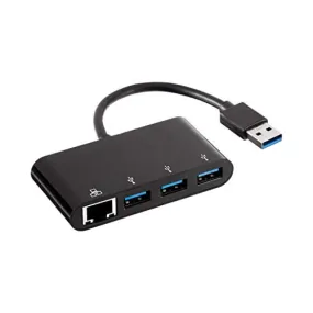 Amazon Basics 4-Port Adapter With 3 USB 3.0 USB-A Ports & 1 RJ45 Gigabit Ethernet Port, Black