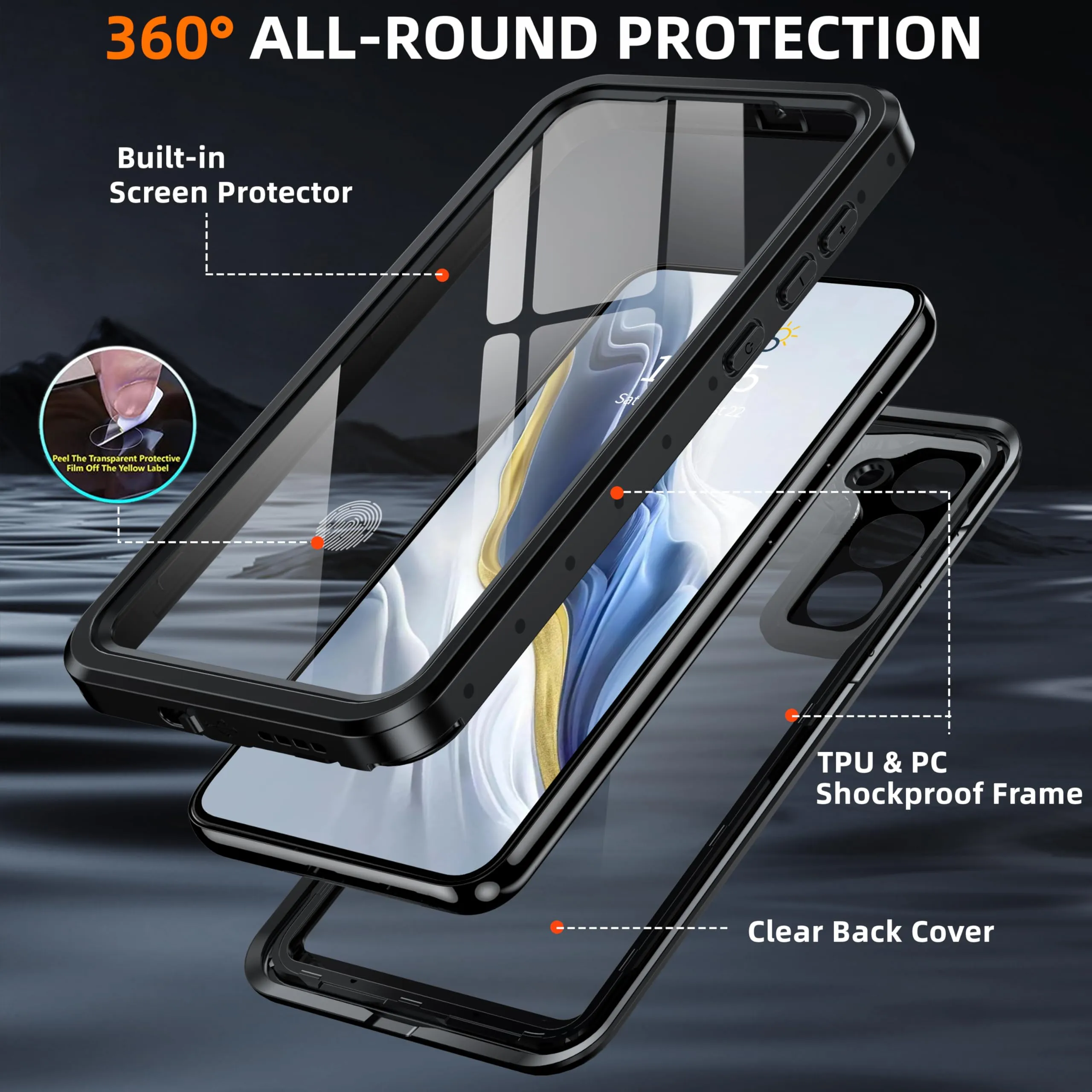 ANTSHARE for Samsung Galaxy S23 Plus Waterproof Case, S23 Plus Case [Built-in Camera & Screen Protector] [IP68 Underwater] [Dustproof], 12FT Military Grade Phone Case for Galaxy S23 Plus 5G Case 6.6’’