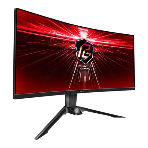 Asrock 34" Phantom Gaming WQHD Curved Gaming Monitor (PG34WQ15R3A), 3440 x 1440, 1ms, 2 HDMI, DP, 165Hz, HDR 400, Wi-Fi Antenna, Mini-OLED Screen, RGB, VESA