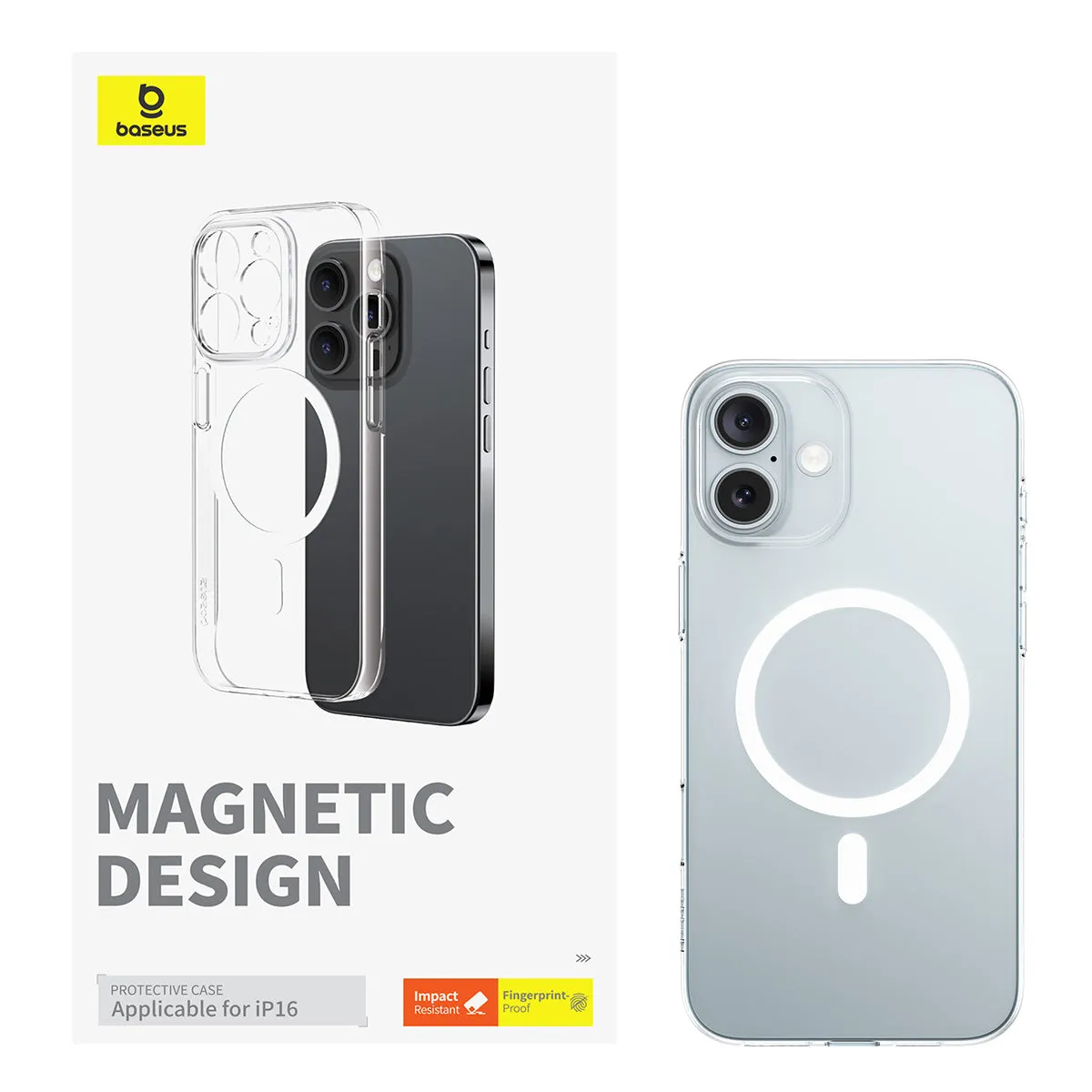 Baseus Crystal Series Magnetic Phone Case, Ip 16, Transparent