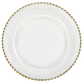 Beaded Glass Charger Plate - Gold Trim