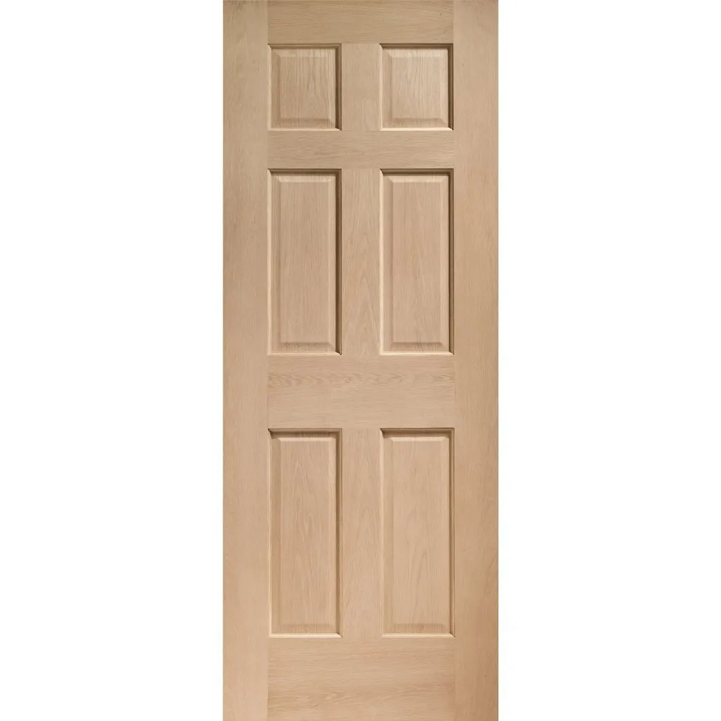 Bespoke Colonial Oak 6 Panel Double Pocket Door - No Raised Mouldings