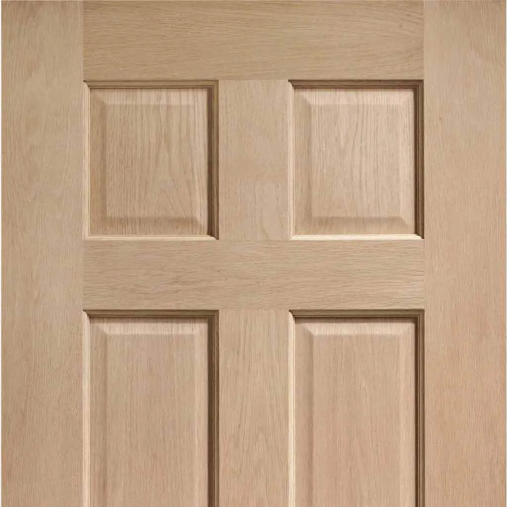 Bespoke Colonial Oak 6 Panel Single Frameless Pocket Door - No Raised Mouldings