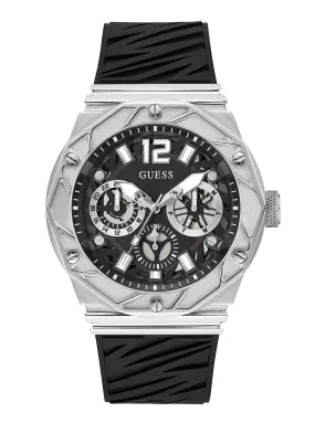 Black Silver Rival Silicone Watch