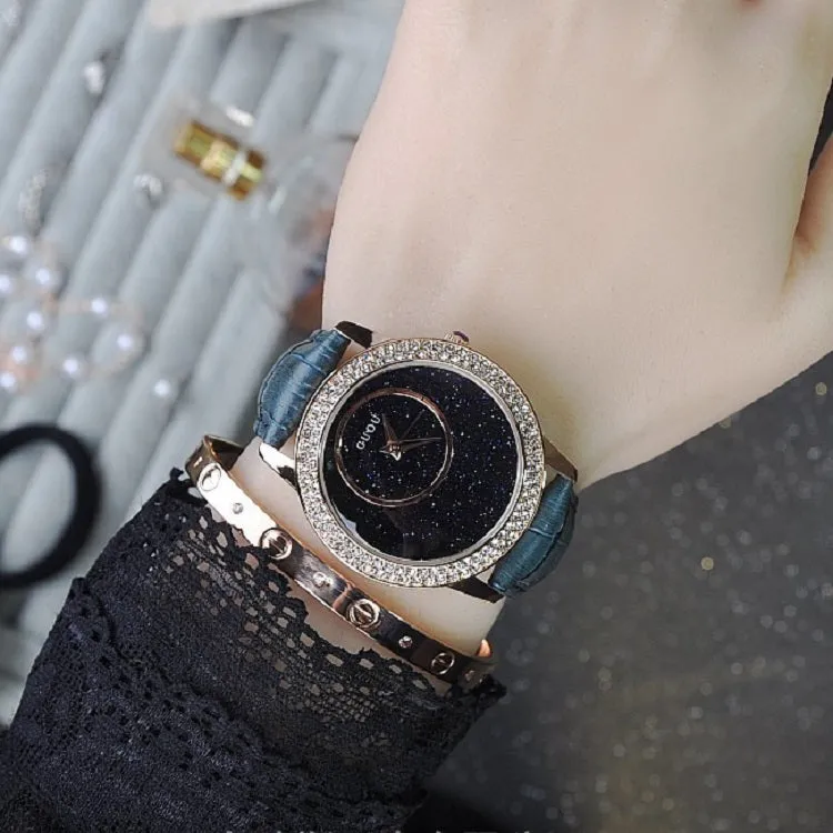 Blue Sandstone Leather Strap Women's Watch