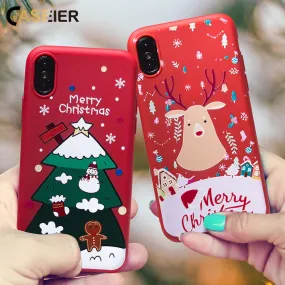 CASEIER Christmas Case For iPhone XS MAX XR X Soft Silicone Funda Cases For iPhone 8 7 6 6s Plus 5 5s SE Case Cover Funda Couque