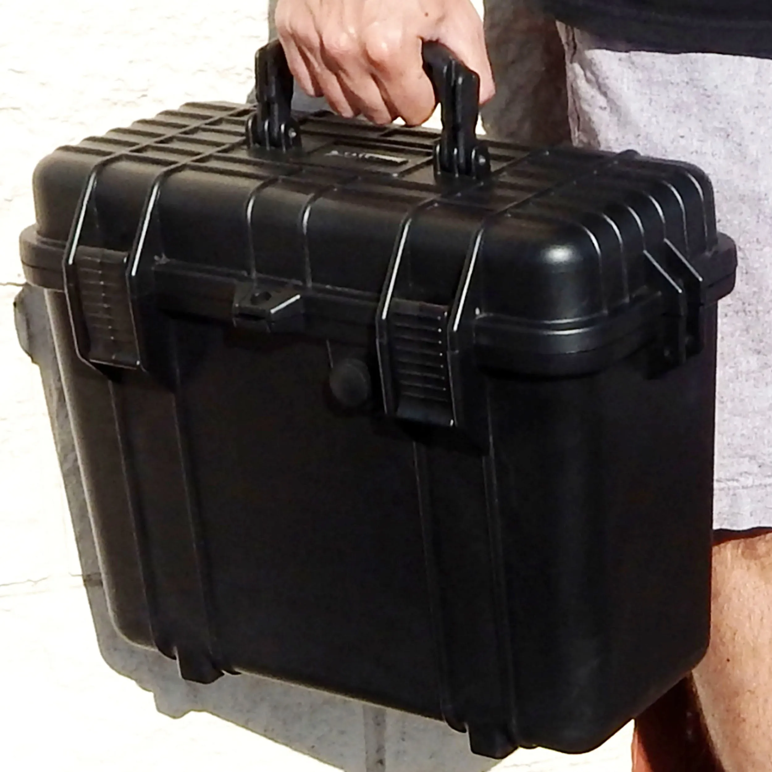 CASEMATIX 15" Waterproof Hard Travel Case with Padlock Rings and Customizable Foam - Fits Accessories up to 14” x 6” x 11.25”