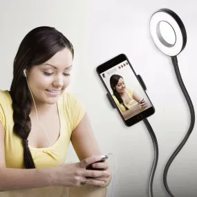 Cell Phone Holder with Selfie Ring Light for Live Stream