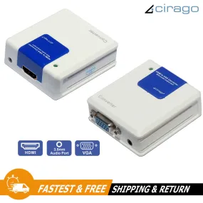 Cirago HDMI to VGA Converter Display Adapter 1080i with 3.5mm Audio Output White