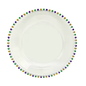 Clear Beaded Purple, Green and Gold Mardi Gras Charger Plate (Each)