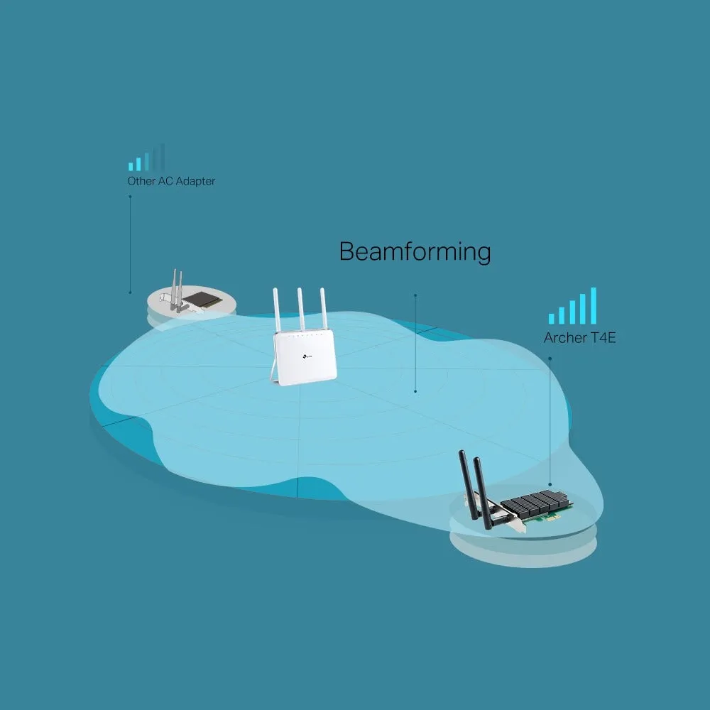 [CLEARANCE] TP-Link Archer T4E AC1200 Wireless Dual Band PCIe Adapter with 867Mbps at 5GHz, 300Mbps at 2.4GHz Wi-Fi, Dual External Antenna, Beamforming, Low-Profile Bracket, Heat Sink Technology for Windows 10/8.1/8/7/XP (32/64bit)