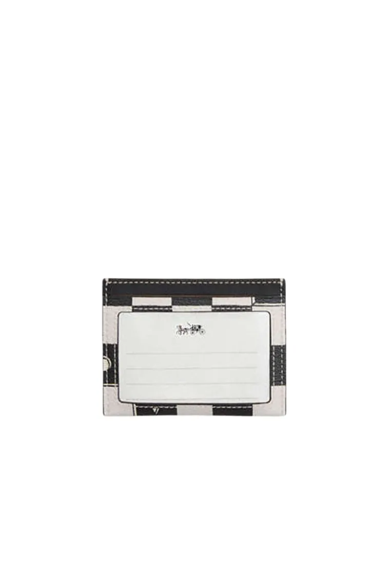 Coach Slim Id Card Case With Checkerboard Print In Black Chalk CR396