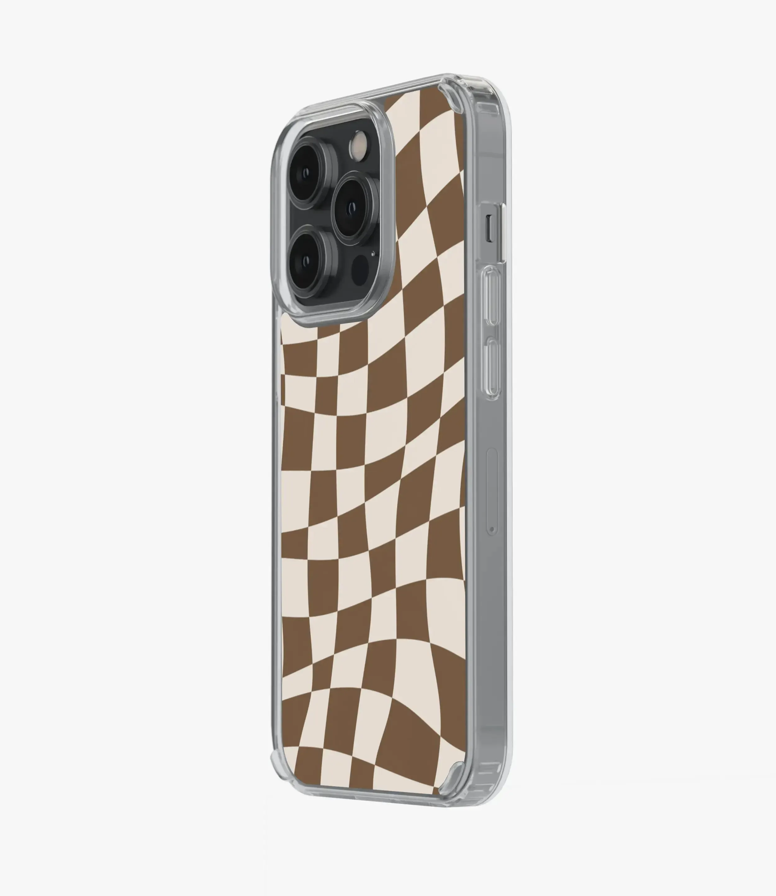 Coffee Brown Checkered Silicone Case