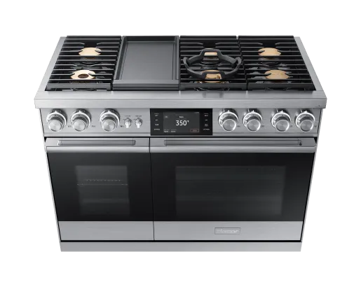 Dacor DOP48M96DPS 48" Pro Dual-Fuel Steam Range, Silver Stainless Steel, LiquidPropane