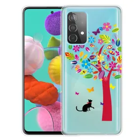 Deco Samsung Galaxy A73 case - Cat and Colorful Tree