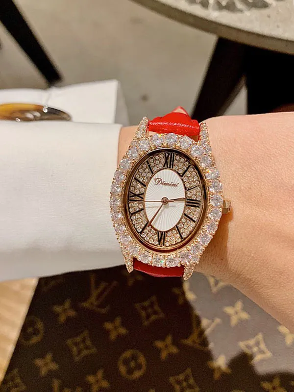 Diamond Oval Leather Women's Watch