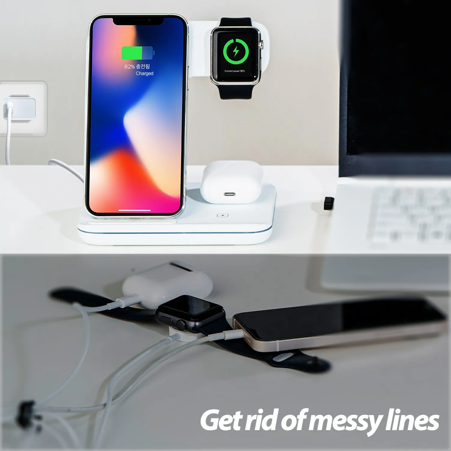 [Dome Charger] 3 in 1 Wireless Charging Station - 15W QI Fast Wireless Charger