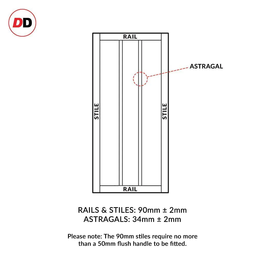 Double Sliding Door & Premium Wall Track - Eco-Urban® Cornwall 3 Panel Doors DD6404 - 6 Colour Options