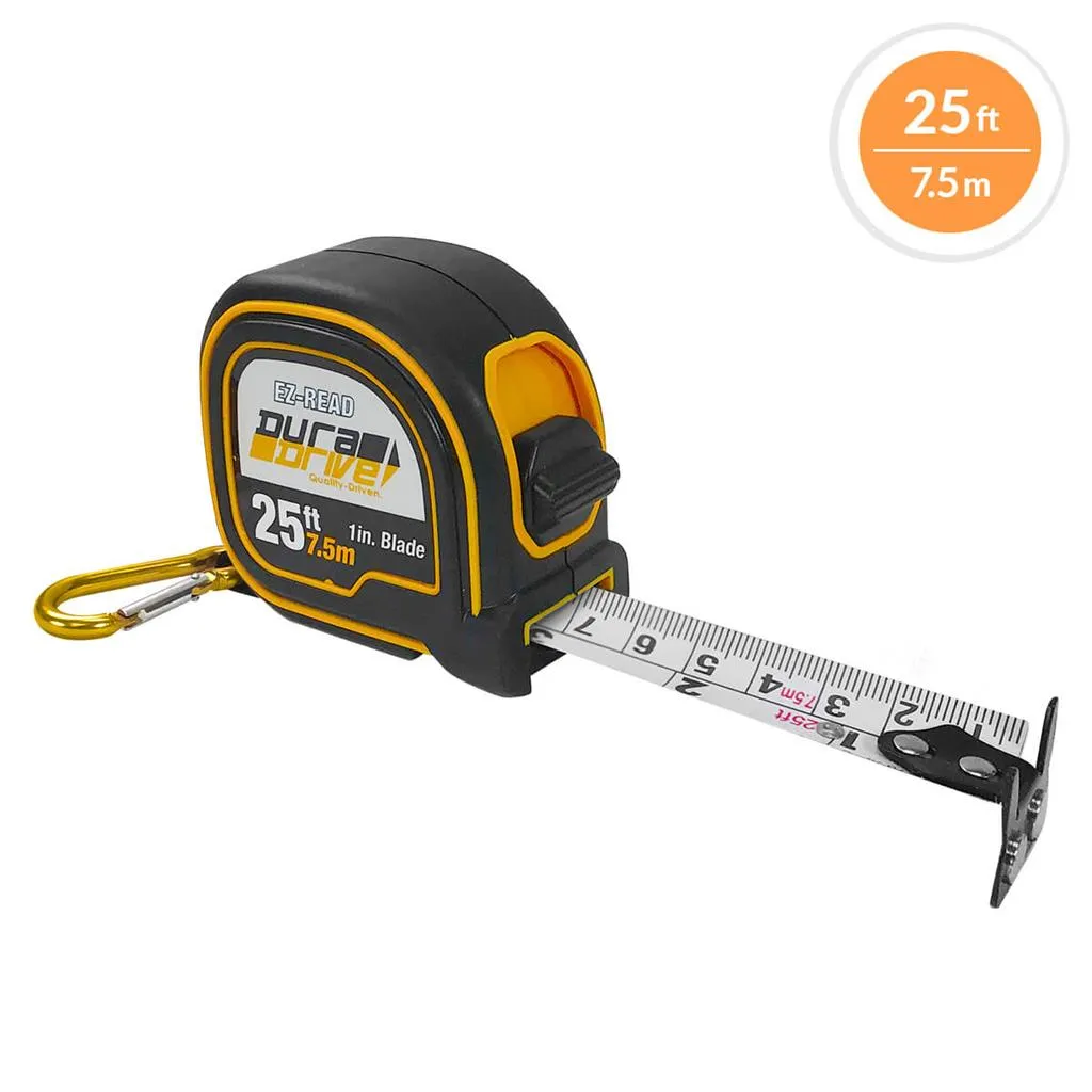 DuraDrive Imperial/Metric 25 ft/7.5 m x 1 in EZ-Read Double Side Measuring Tape