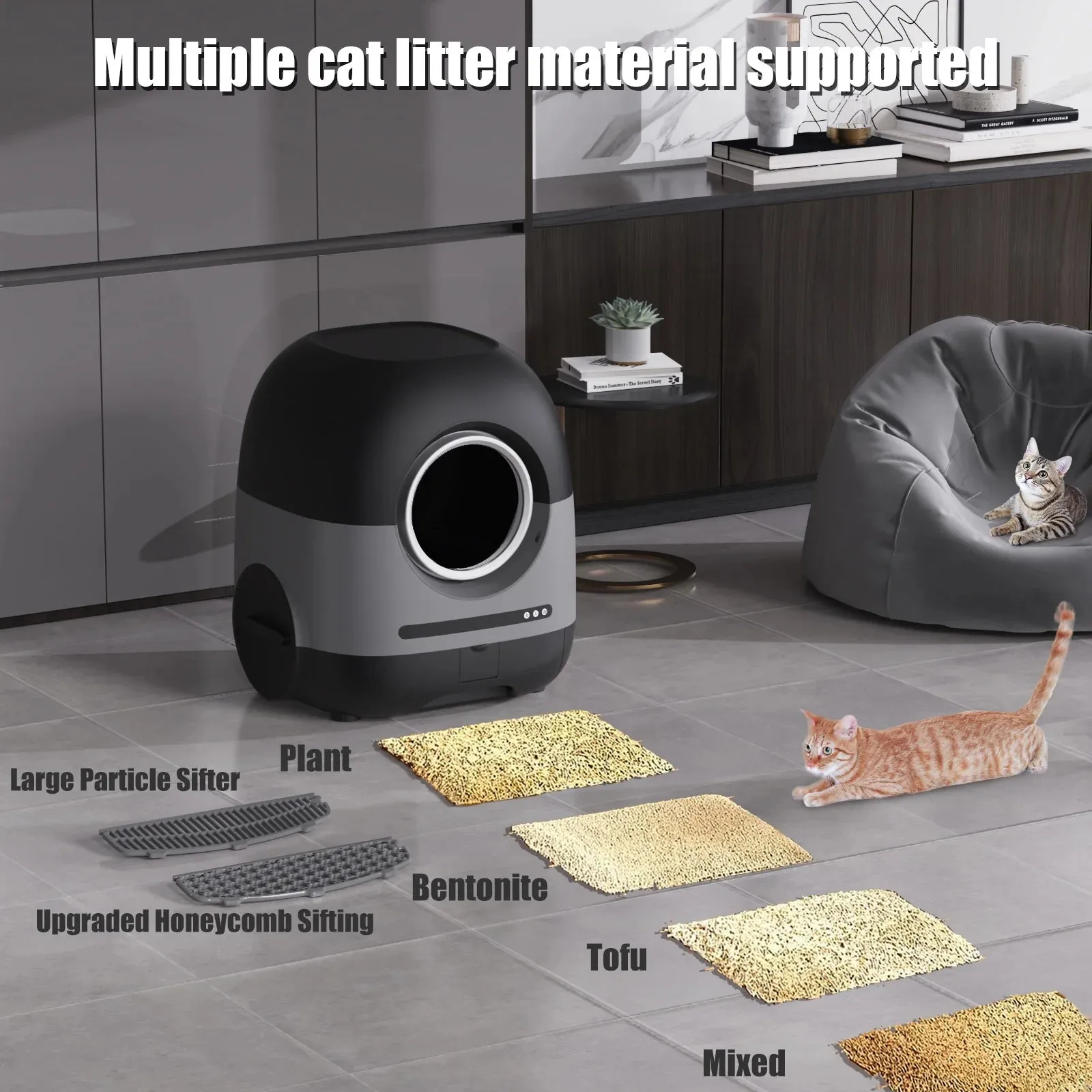 Electronic Automatic Self-Cleaning Cat Litter Box, with Thick & Durable Liners