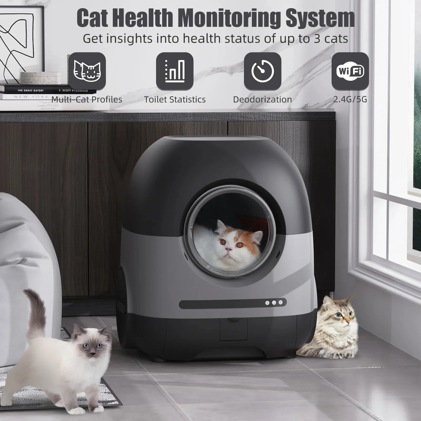 Electronic Automatic Self-Cleaning Cat Litter Box, with Thick & Durable Liners