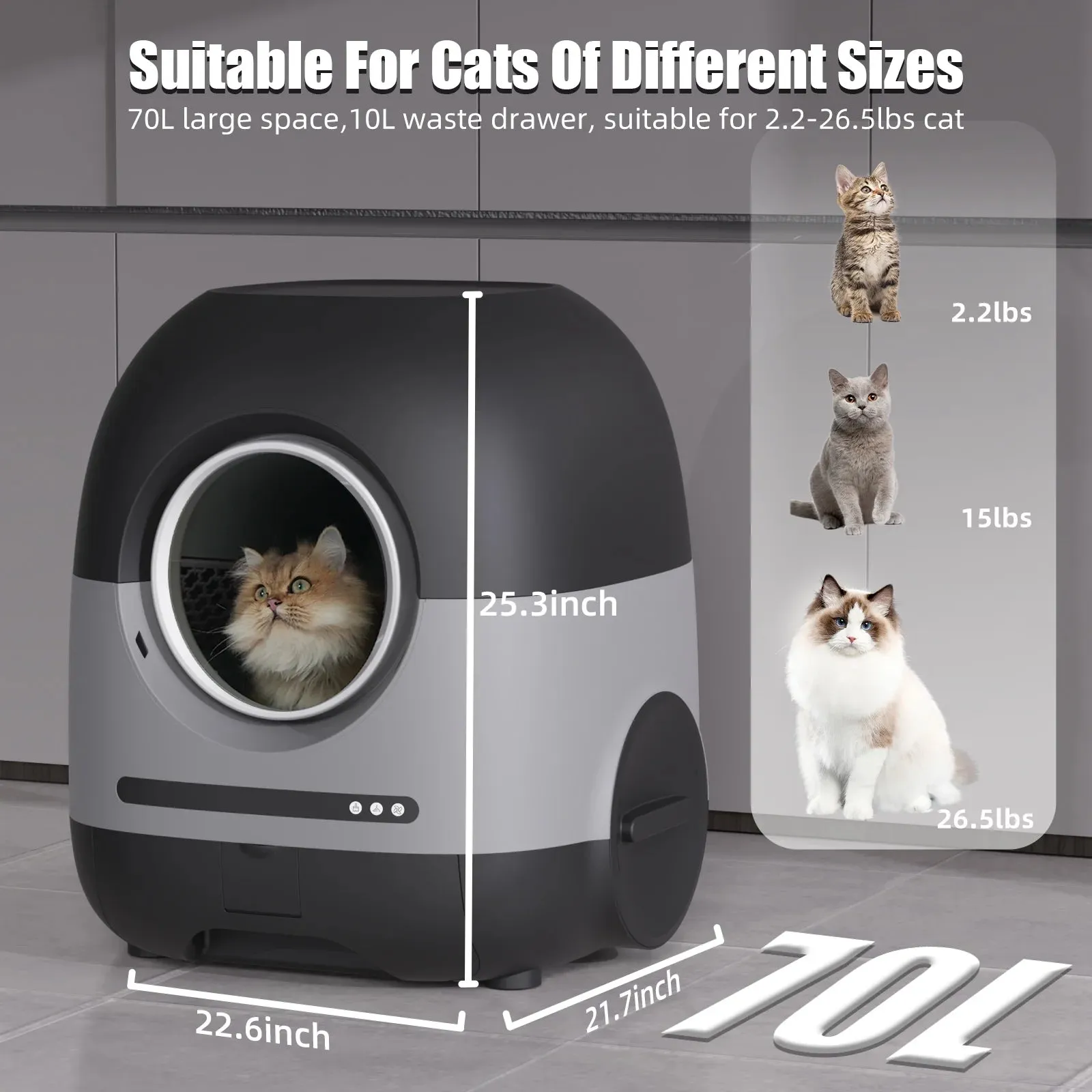 Electronic Automatic Self-Cleaning Cat Litter Box, with Thick & Durable Liners