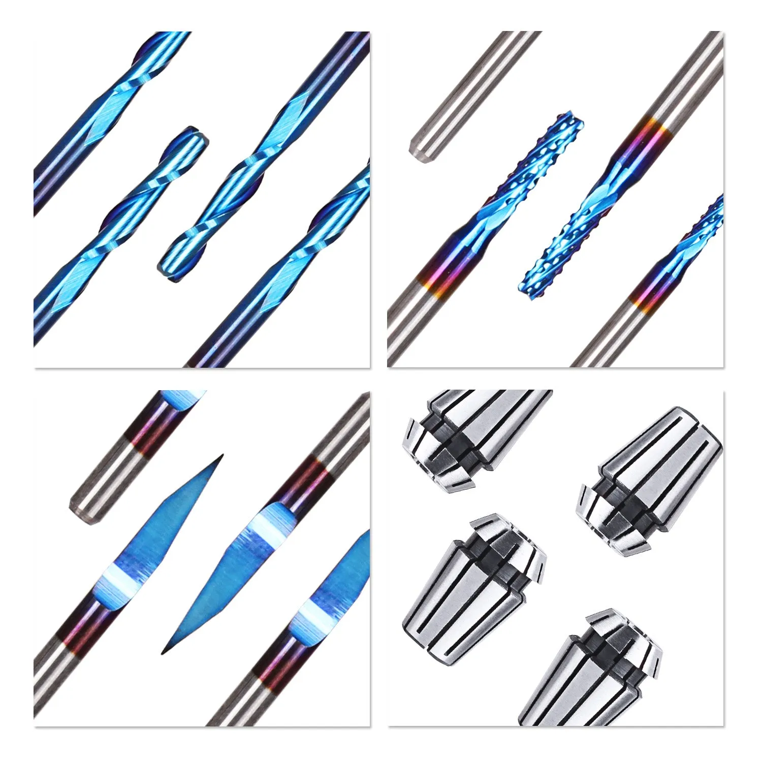 Essential Bundle Kit, 0.8-3.0mm, V20, 2-Flute, Flat Nose, ER11 Collet, 37Pcs