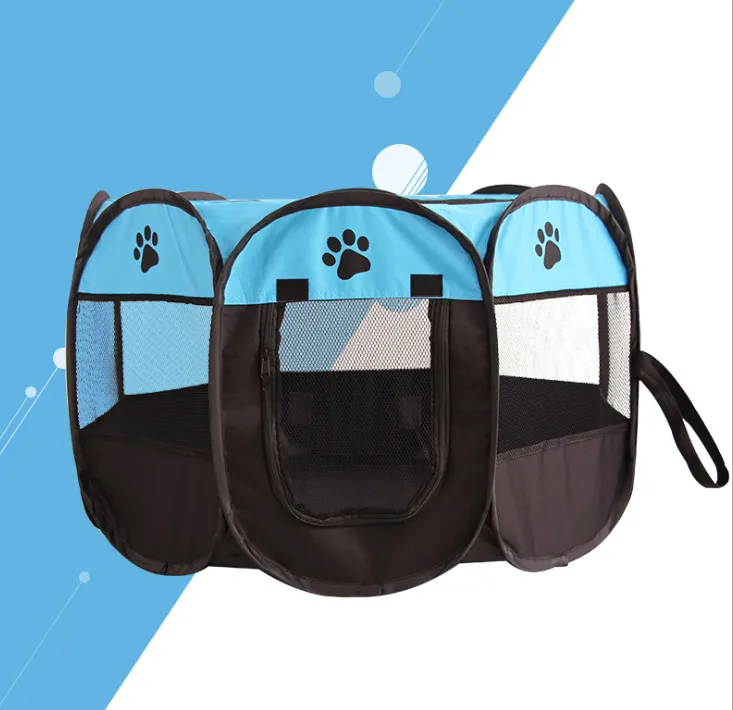 Fast Folding Octagonal Pet Fence Waterproof Cat Dog Cage - Pet Container Foldable into carrying case - breathable roomy - secure pet