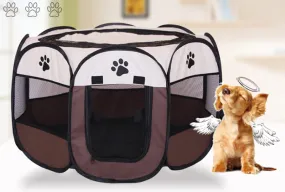 Fast Folding Octagonal Pet Fence Waterproof Cat Dog Cage - Pet Container Foldable into carrying case - breathable roomy - secure pet