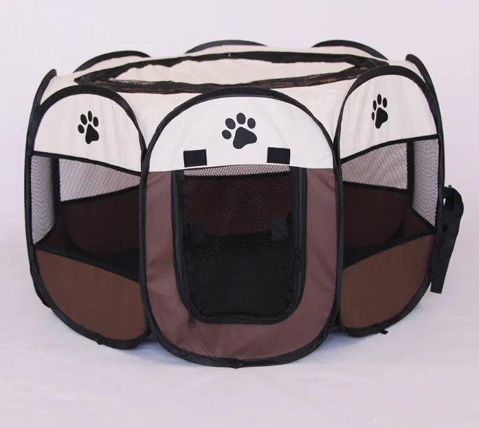 Fast Folding Octagonal Pet Fence Waterproof Cat Dog Cage - Pet Container Foldable into carrying case - breathable roomy - secure pet