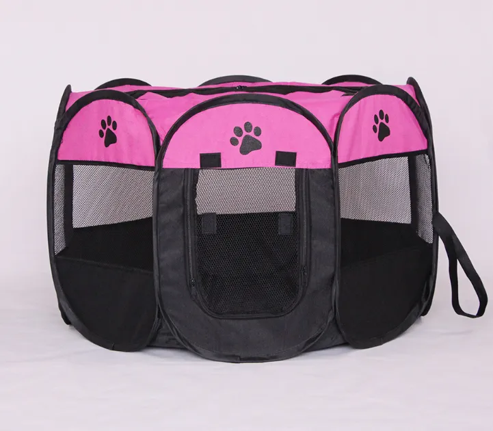 Fast Folding Octagonal Pet Fence Waterproof Cat Dog Cage - Pet Container Foldable into carrying case - breathable roomy - secure pet