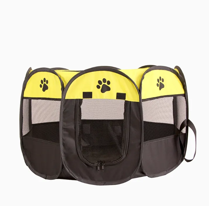 Fast Folding Octagonal Pet Fence Waterproof Cat Dog Cage - Pet Container Foldable into carrying case - breathable roomy - secure pet