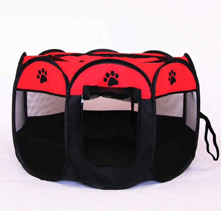 Fast Folding Octagonal Pet Fence Waterproof Cat Dog Cage - Pet Container Foldable into carrying case - breathable roomy - secure pet