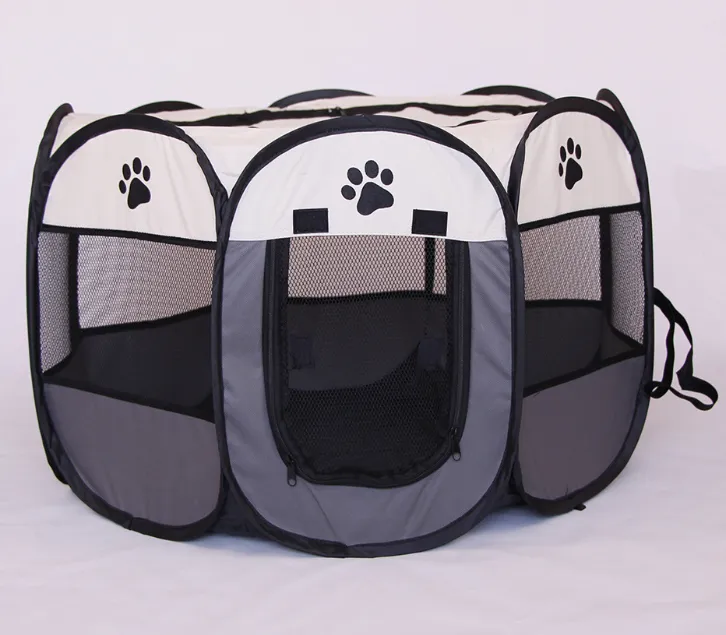 Fast Folding Octagonal Pet Fence Waterproof Cat Dog Cage - Pet Container Foldable into carrying case - breathable roomy - secure pet