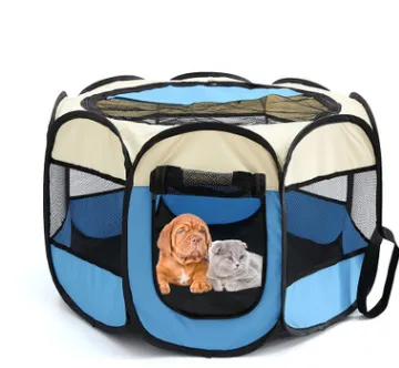 Fast Folding Octagonal Pet Fence Waterproof Cat Dog Cage - Pet Container Foldable into carrying case - breathable roomy - secure pet