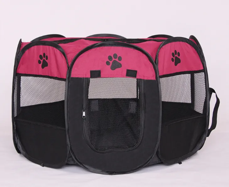 Fast Folding Octagonal Pet Fence Waterproof Cat Dog Cage - Pet Container Foldable into carrying case - breathable roomy - secure pet